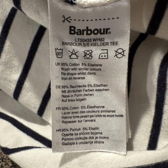 Barbour Womens Top Kielder Tee Spell Out Preppy Nautical Retro Casual Stripe 14 - Picture 4 of 5